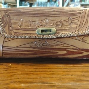 Vintage hand tooled leather purse